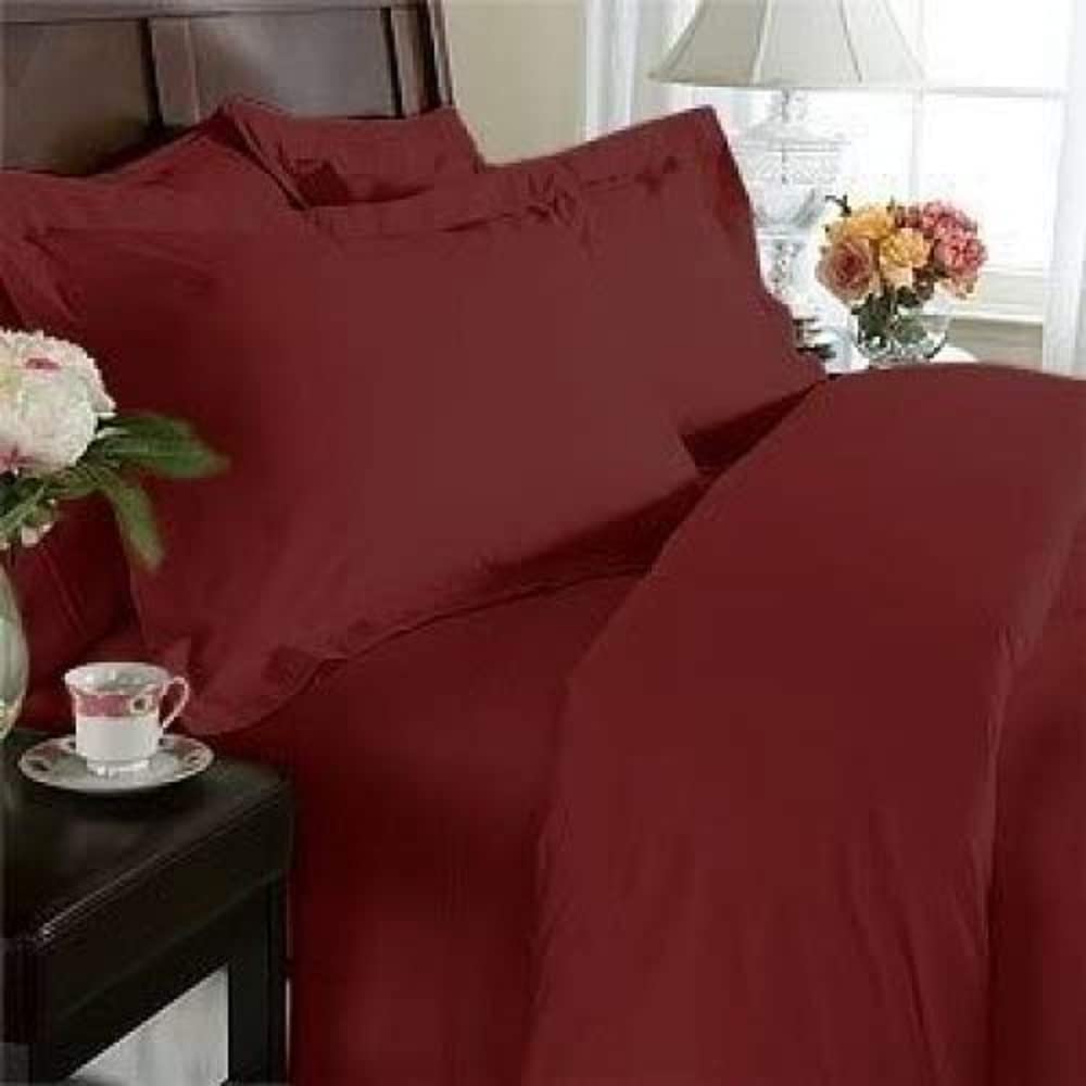 Elegant Comfort 1500 Thread Count - Wrinkle Resistant - Egyptian Quality 3Pc Duvet Cover Set, Solid, King/Cal-King, Burgundy